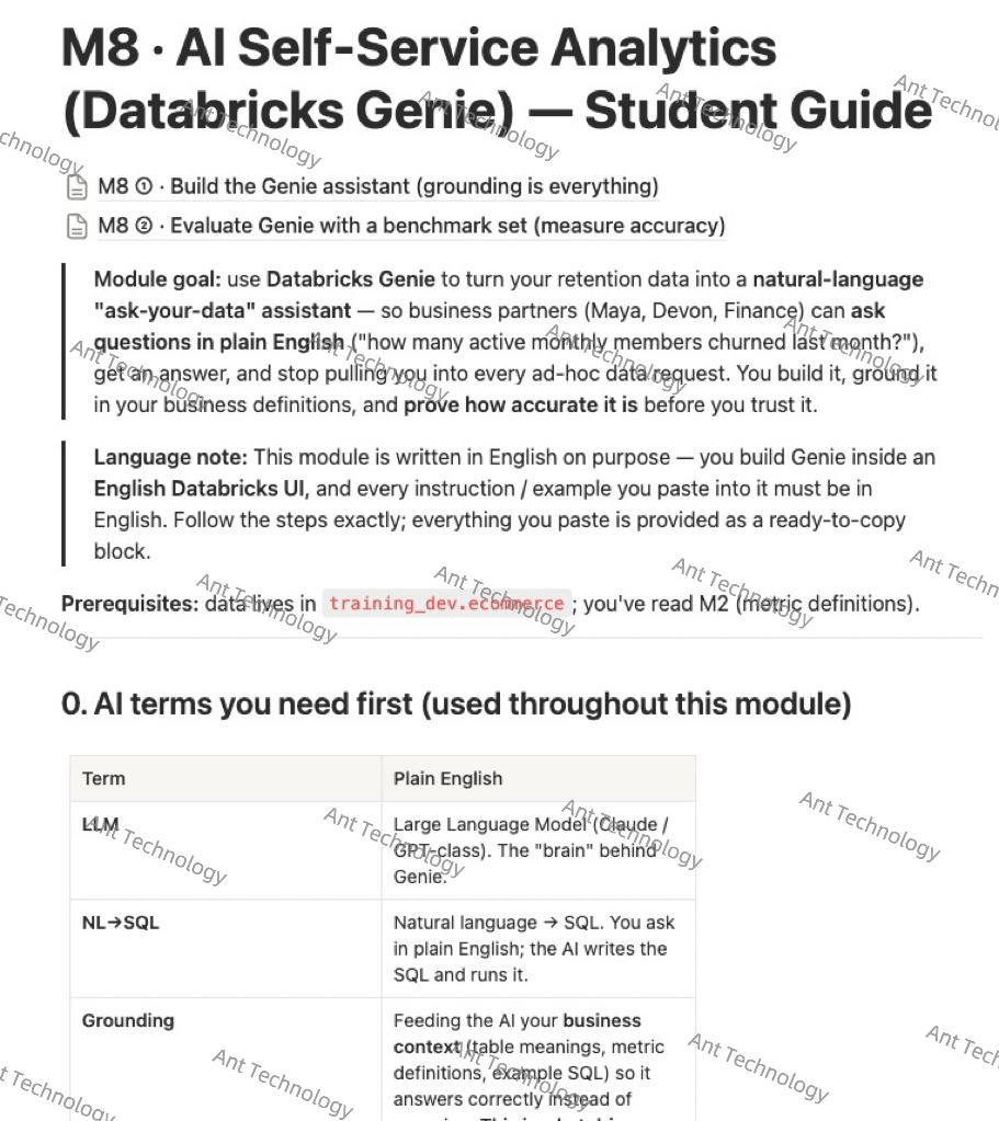 M8 · AI assistant (Databricks Genie) — screenshot 1 of 1